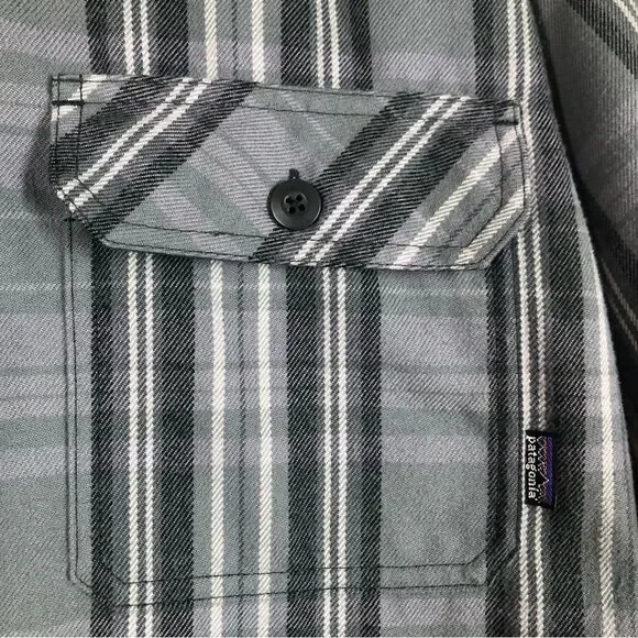 Patagonia Reversible Gray Plaid Flannel Full Zip Shirt Puffer Jacket Men’s Large